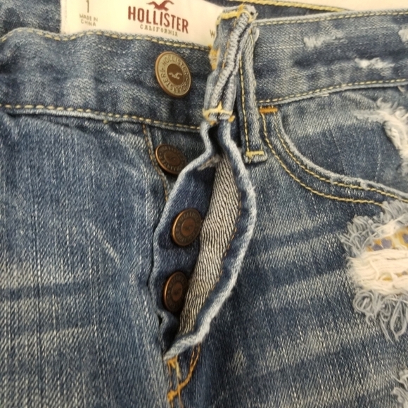 Hollister Blue Distressed Denim Mini Skirt Size 25 - Picture 8 of 11